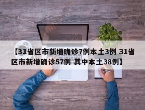 【31省区市新增确诊7例本土3例 31省区市新增确诊57例 其中本土38例】